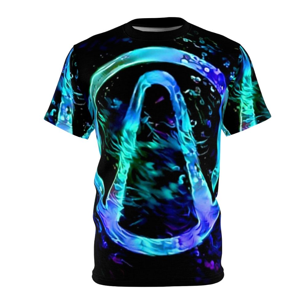 Borderlands-inspired neon black light t-shirt with vault hunter symbol