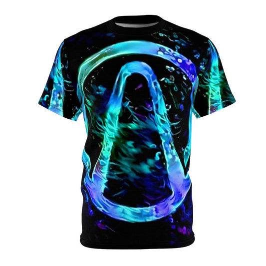 Borderlands-inspired neon black light t-shirt with vault hunter symbol