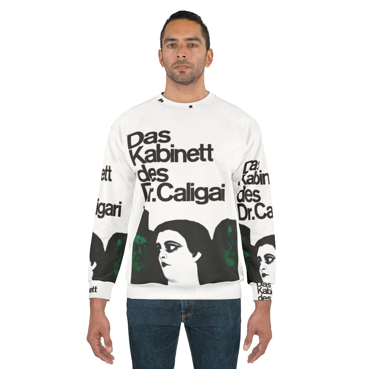 Vintage sweatshirt featuring the classic silent film "The Cabinet of Dr. Caligari" and its iconic poster design - men