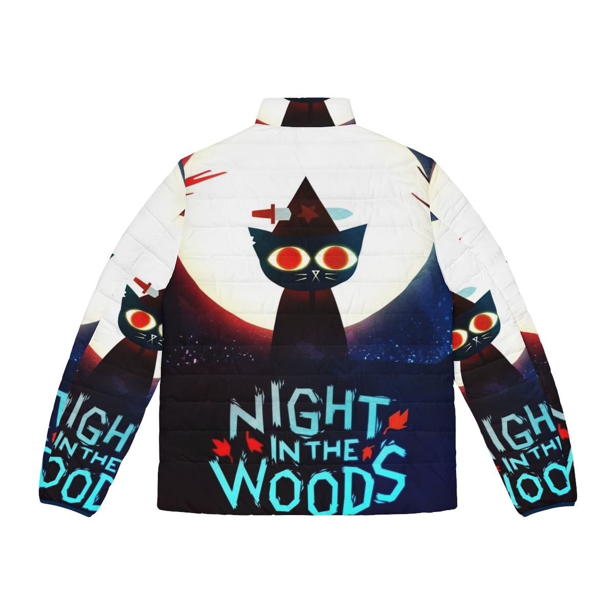 Puffer jacket with witch and dagger design, inspired by the video game Night in the Woods - Back