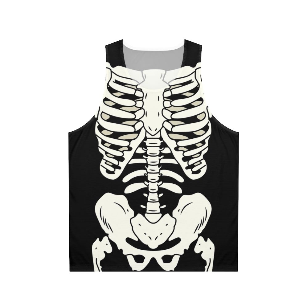 Unisex punk skeleton tank top with ribcage design