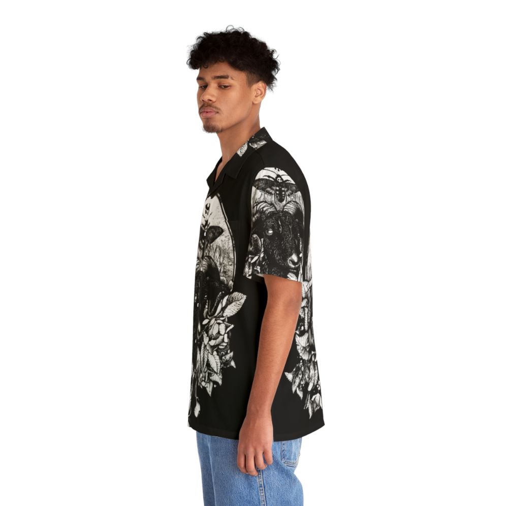 Dark Gothic Hawaiian Shirt with Nature and Occult Inspired Designs - People Left