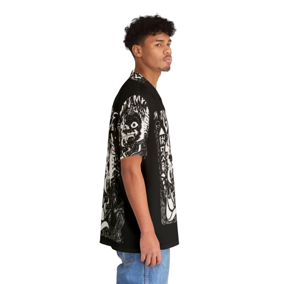 Grimes Visions Occult Hawaiian Shirt in Black and White Aesthetic - People Pight