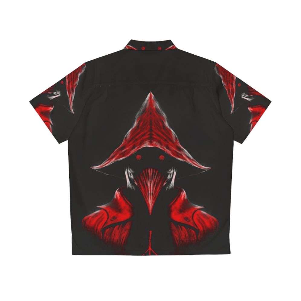 Bloodborne-inspired Hawaiian shirt with crow and horror design - Back