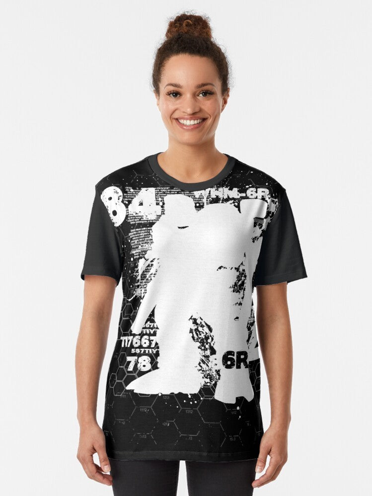 Futuristic mech battle sci-fi graphic design t-shirt - Women