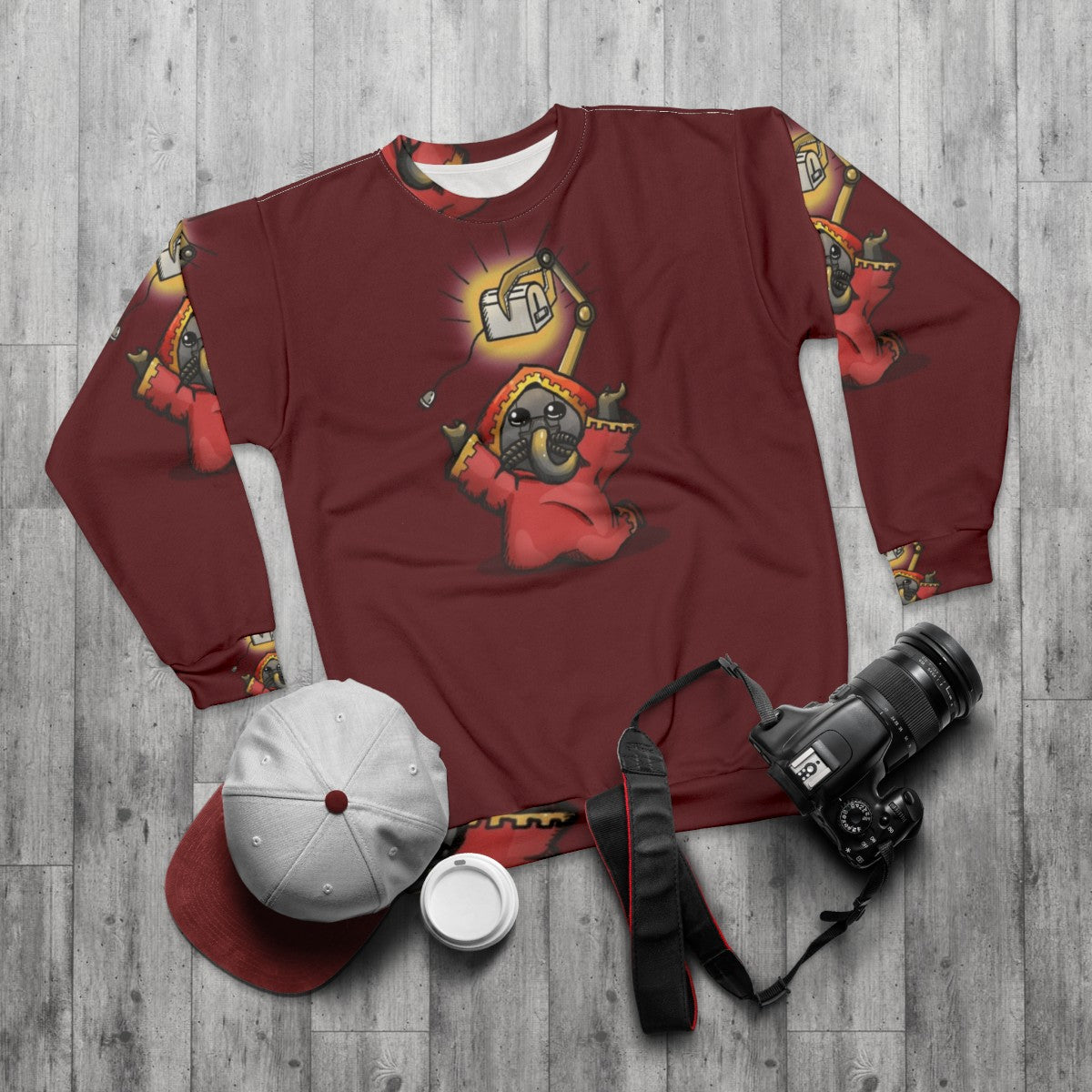 Toaster Priest Warhammer 40k Sweatshirt with Hazelberry Design - flat lay