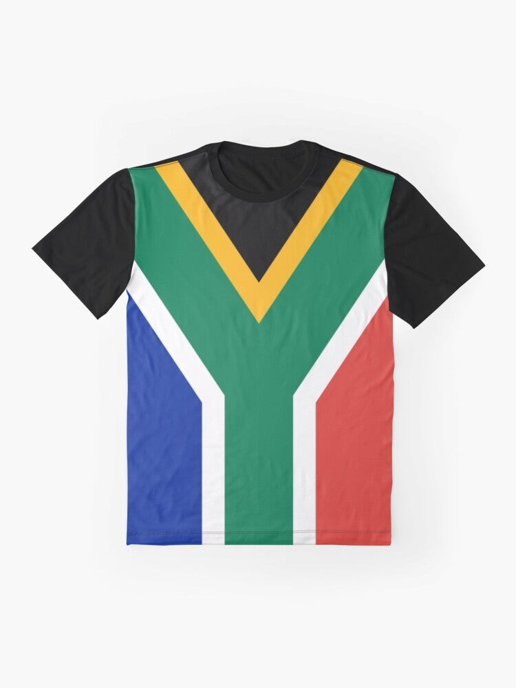 South Africa flag graphic printed on a t-shirt - Flat lay