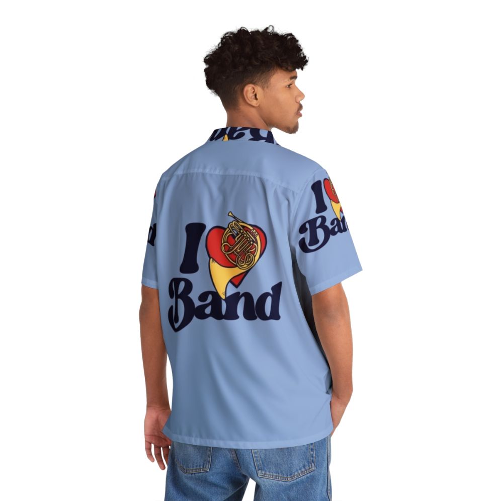 I Love Band Hawaiian Shirt featuring a musical instrument design - People Back