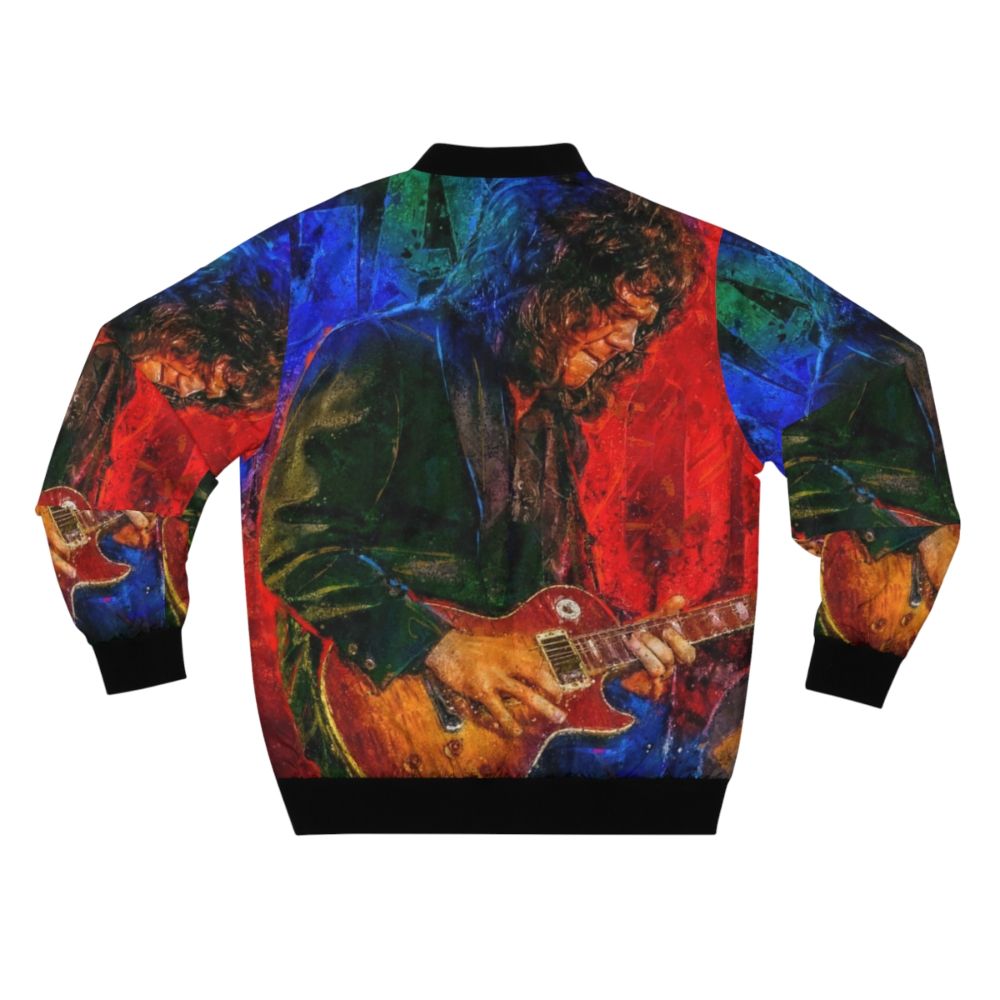 Gary Moore portrait art bomber jacket featuring the legendary musician - Back