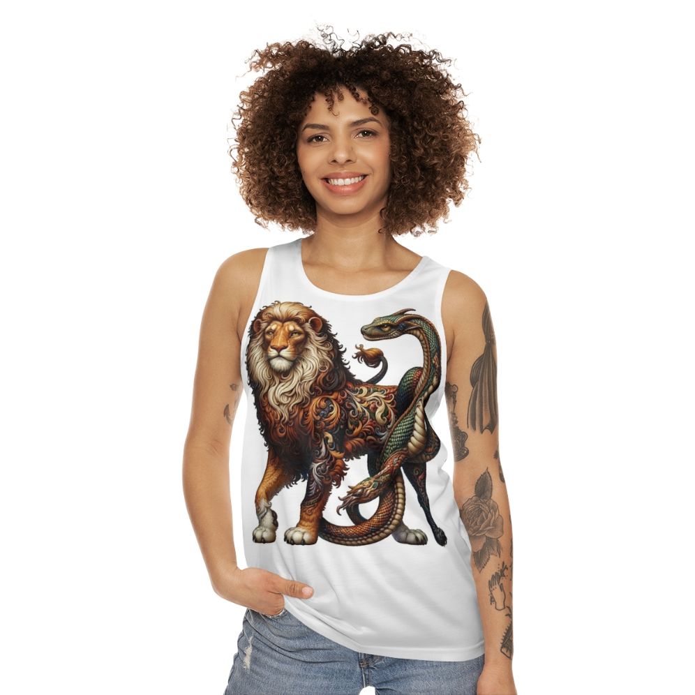 Embroidered mythical creatures unisex tank top - women