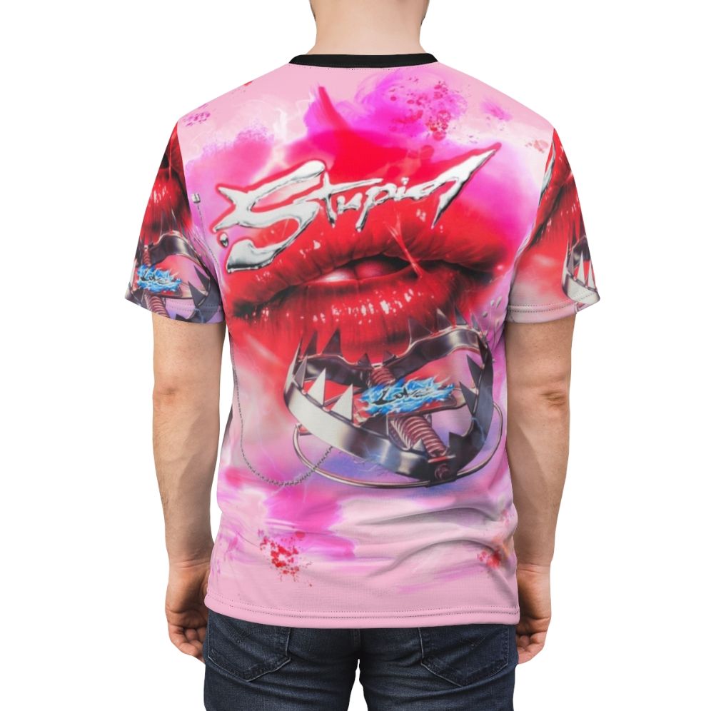 Chromatica-inspired AOP T-shirt featuring Lady Gaga's "Stupid Love" design - men back