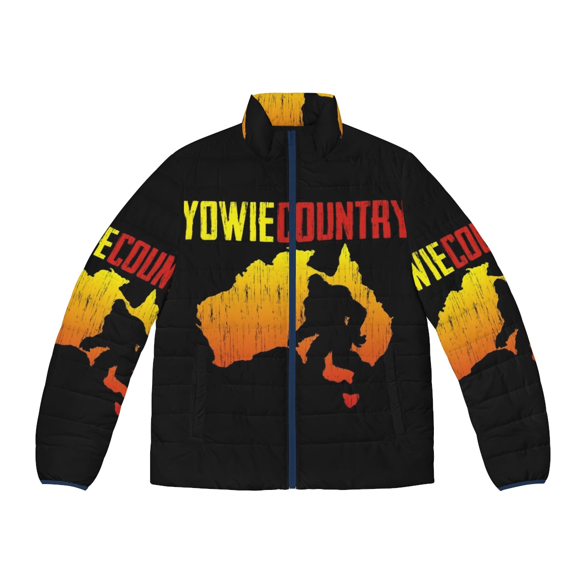 Yowie Country Puffer Jacket featuring a bigfoot or sasquatch-inspired design