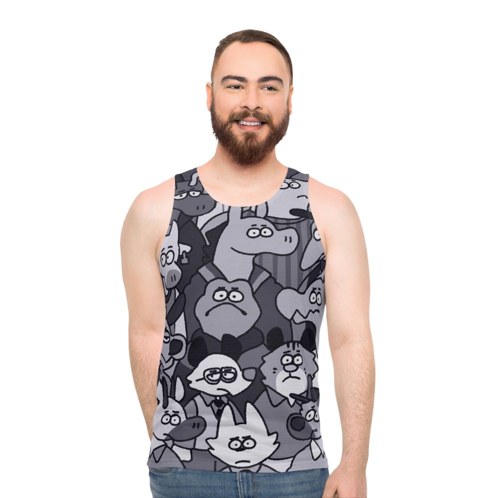 Unisex "It's Us Against the Universe" animal print graphic tank top - men