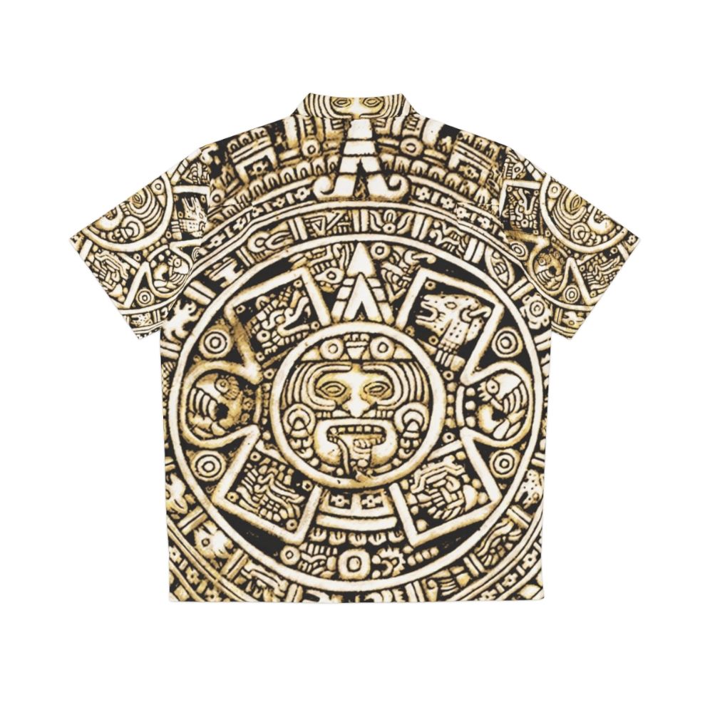 Aztec Calendar Hawaiian Shirt with Mayan Inspired Patterns - Back