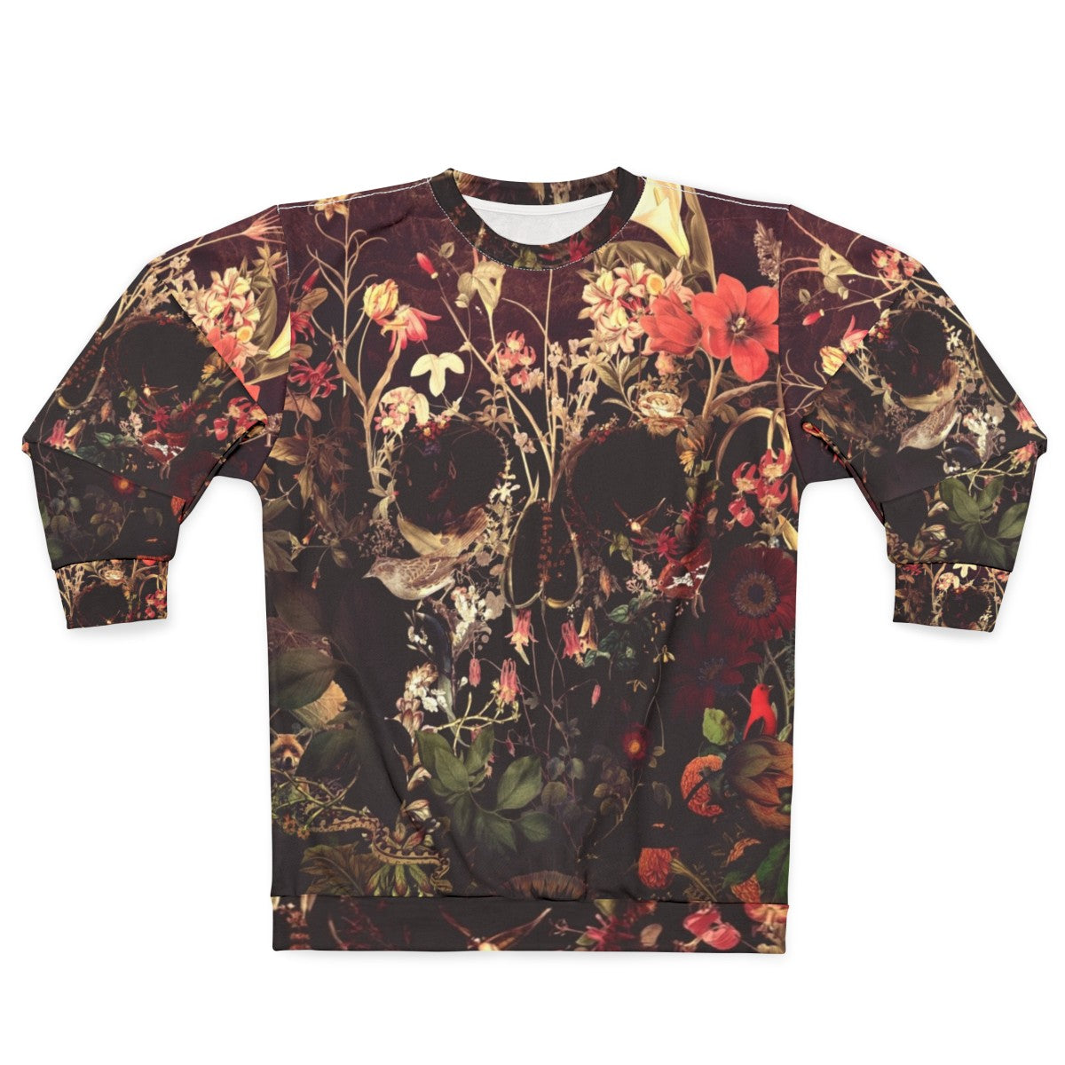 Bloom Skull Sweatshirt with Floral Gothic Skull Art