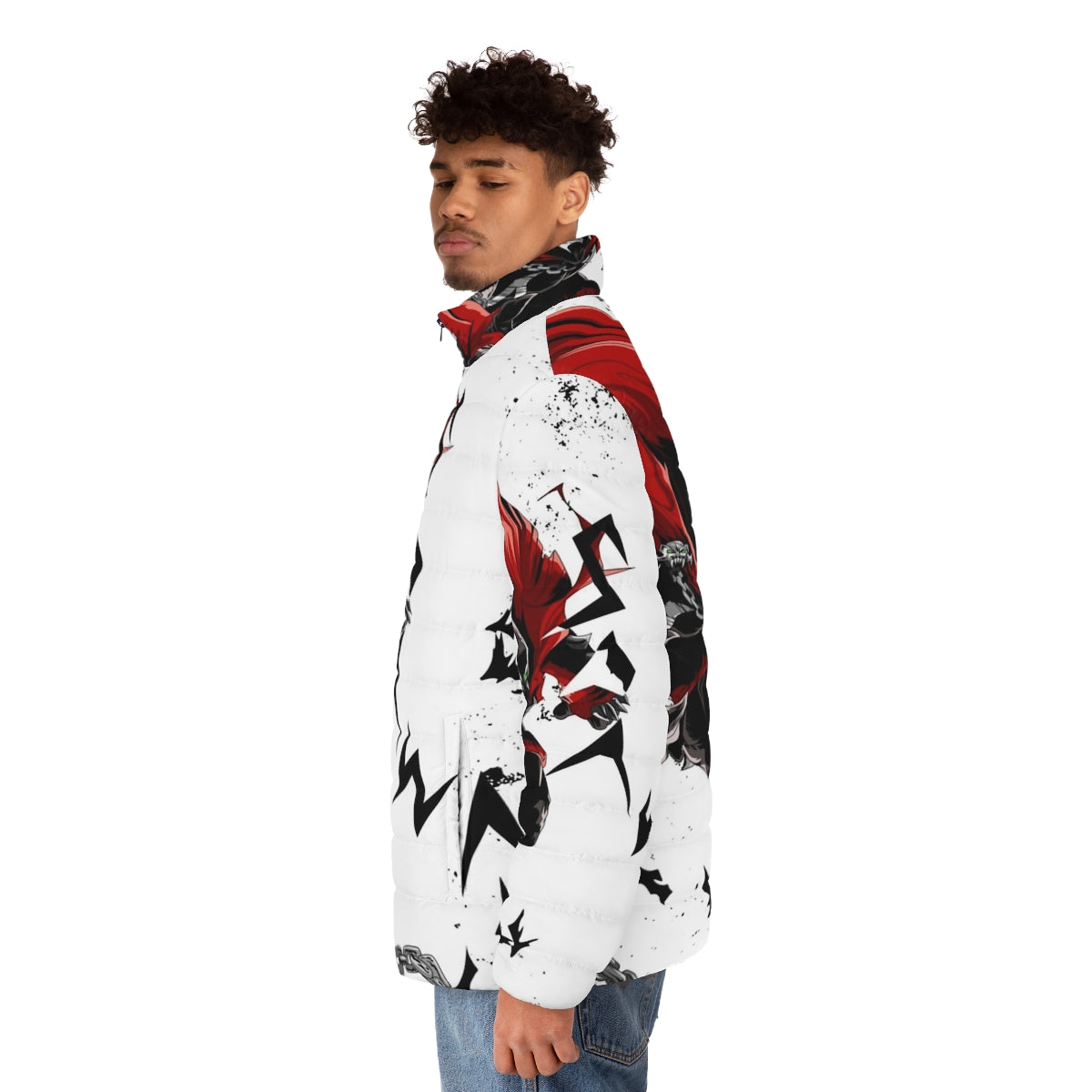 Spawn Sublime White Puffer Jacket - Featuring Iconic Comic Book Character - men side left