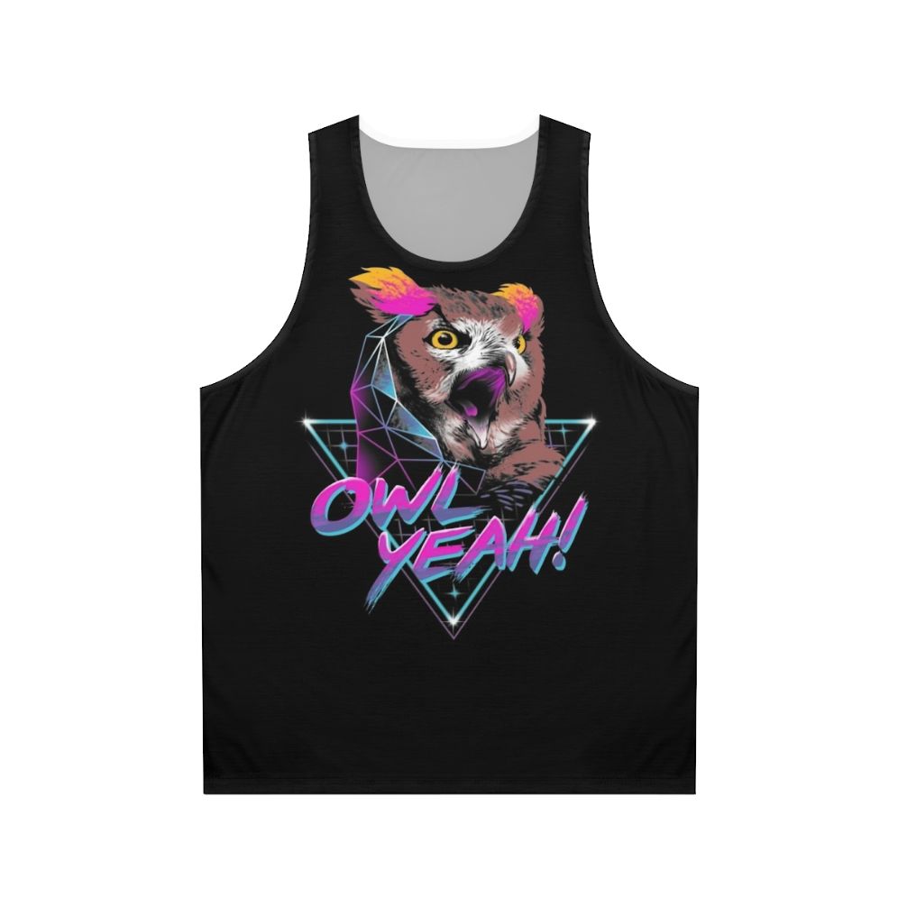 Owl graphic unisex tank top in neon colors