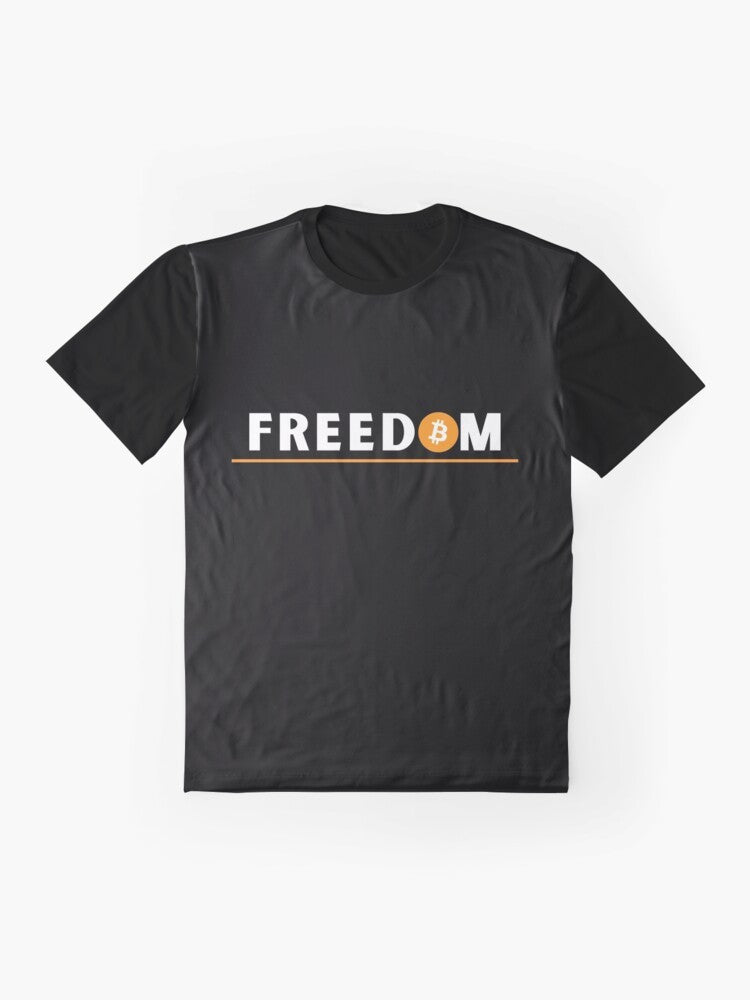 Bitcoin Original Graphic T-Shirt with the word 'Freedom' - Flat lay