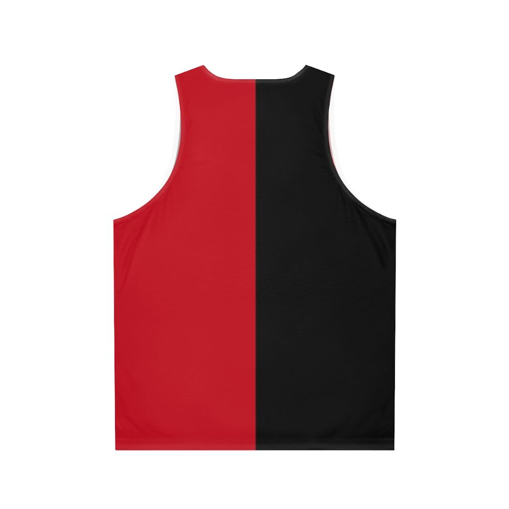 Unisex black and red graphic tank top - Back