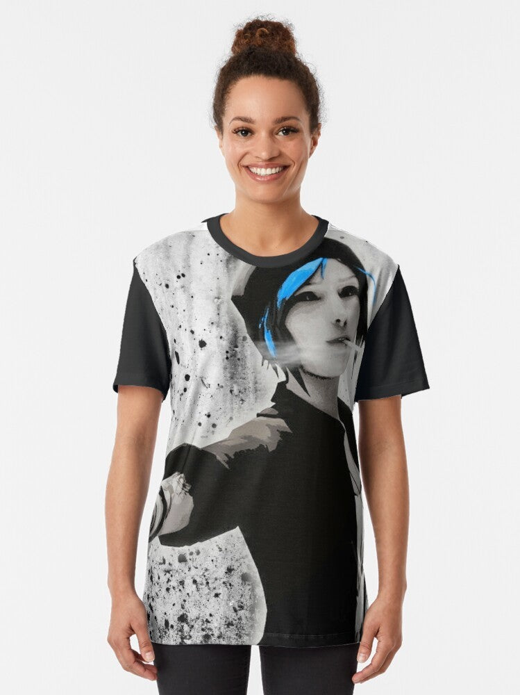 Chloe Price, the rebellious protagonist from the video game Life is Strange, featured in a colorful graphic design on a t-shirt. - Women