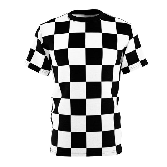 Checkerboard pattern t-shirt with a sleek, modern design