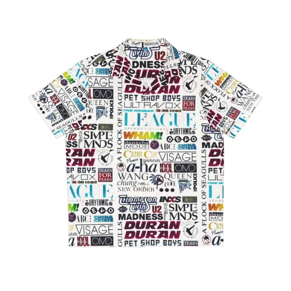 80s Hawaiian Shirt with Retro Music-Inspired Design