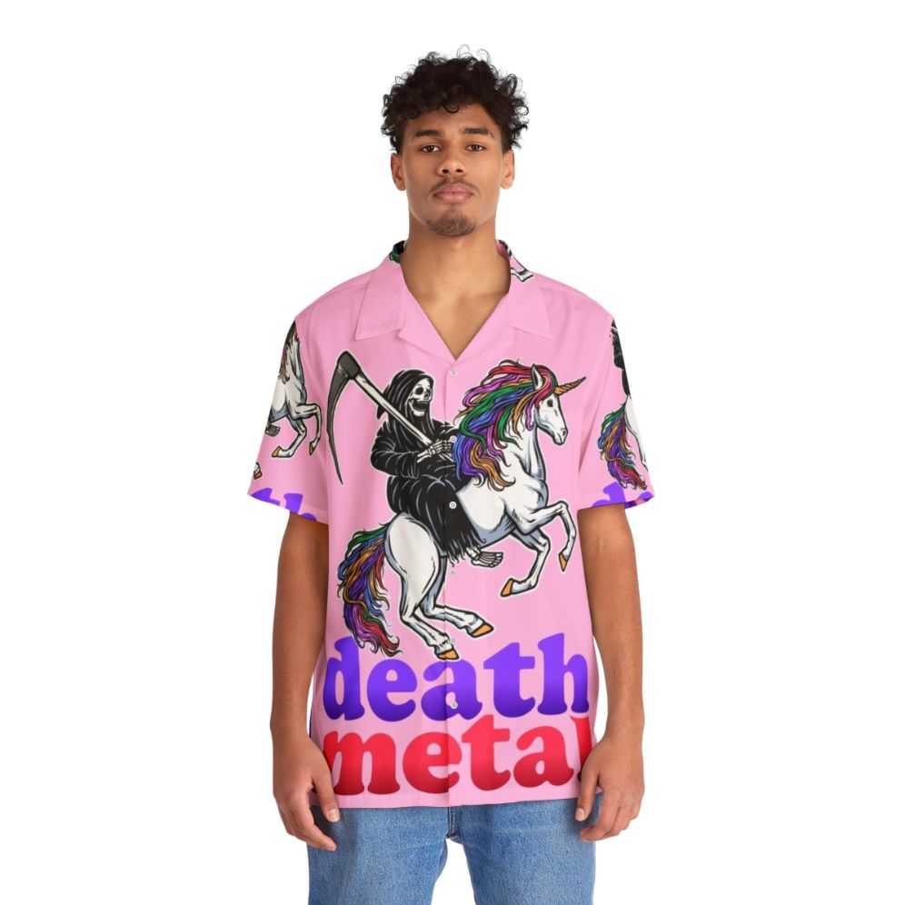 Death metal Hawaiian shirt with grim reaper design - People Front