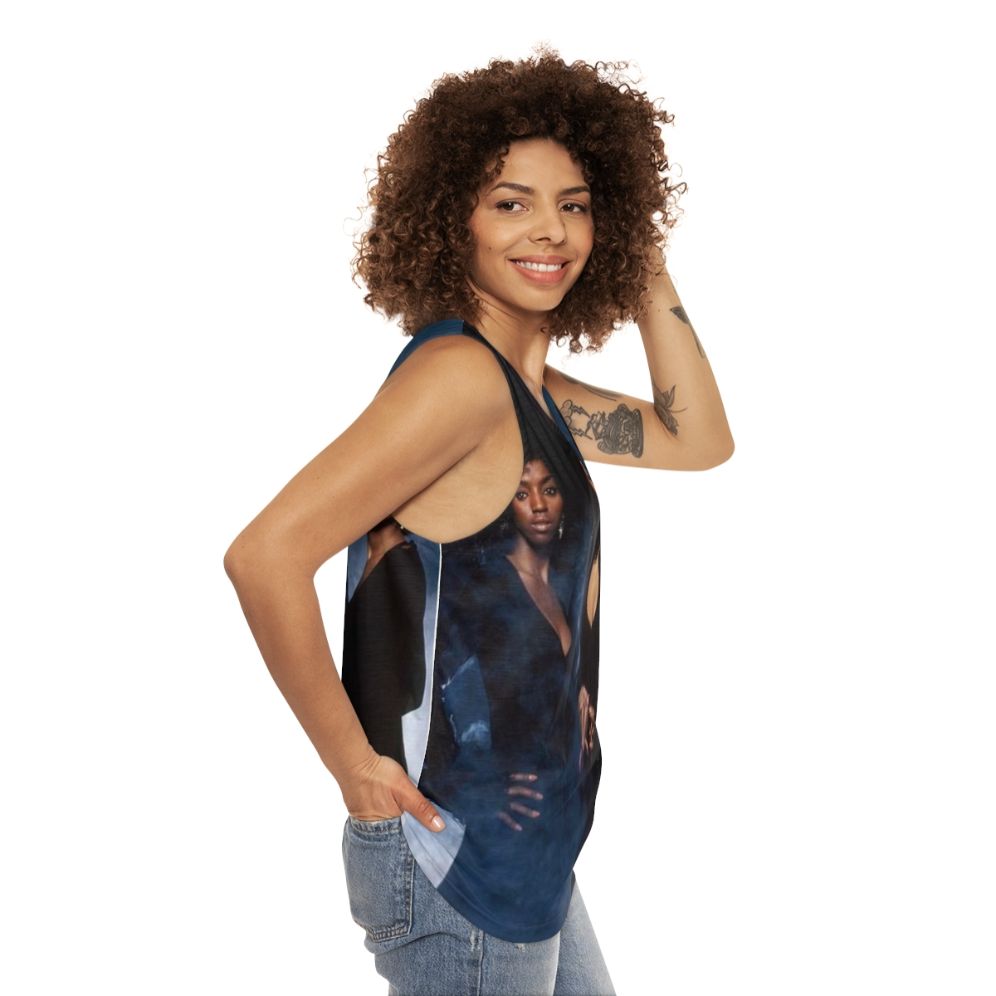 Unisex tank top featuring classic soul music design - women side