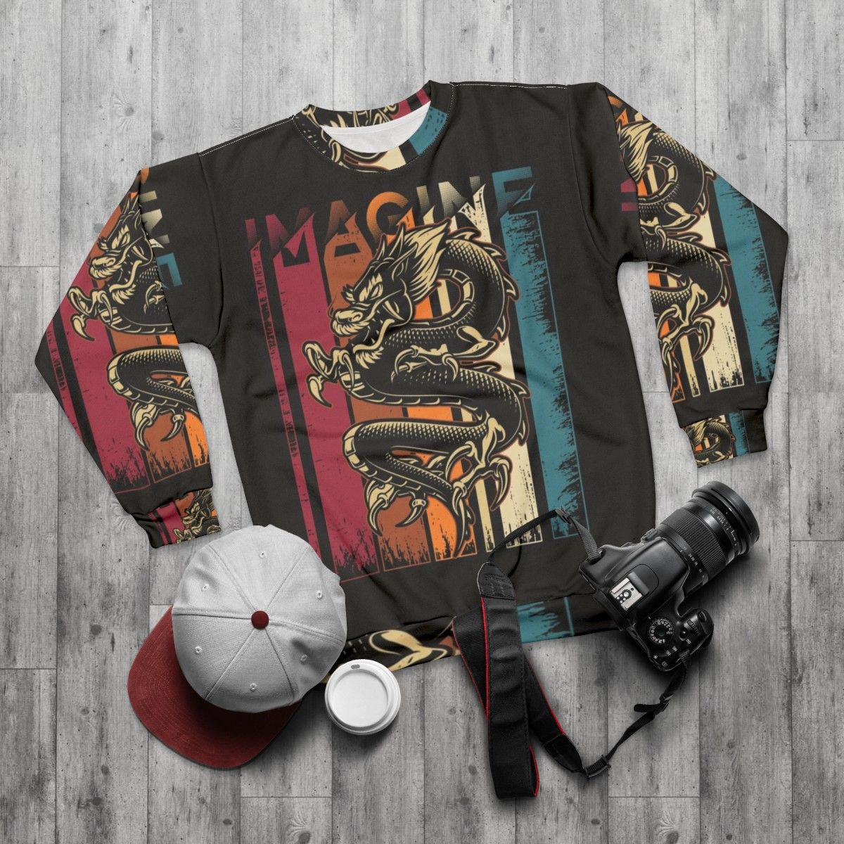 Imagine Dragons vintage cool art sweatshirt - flat lay