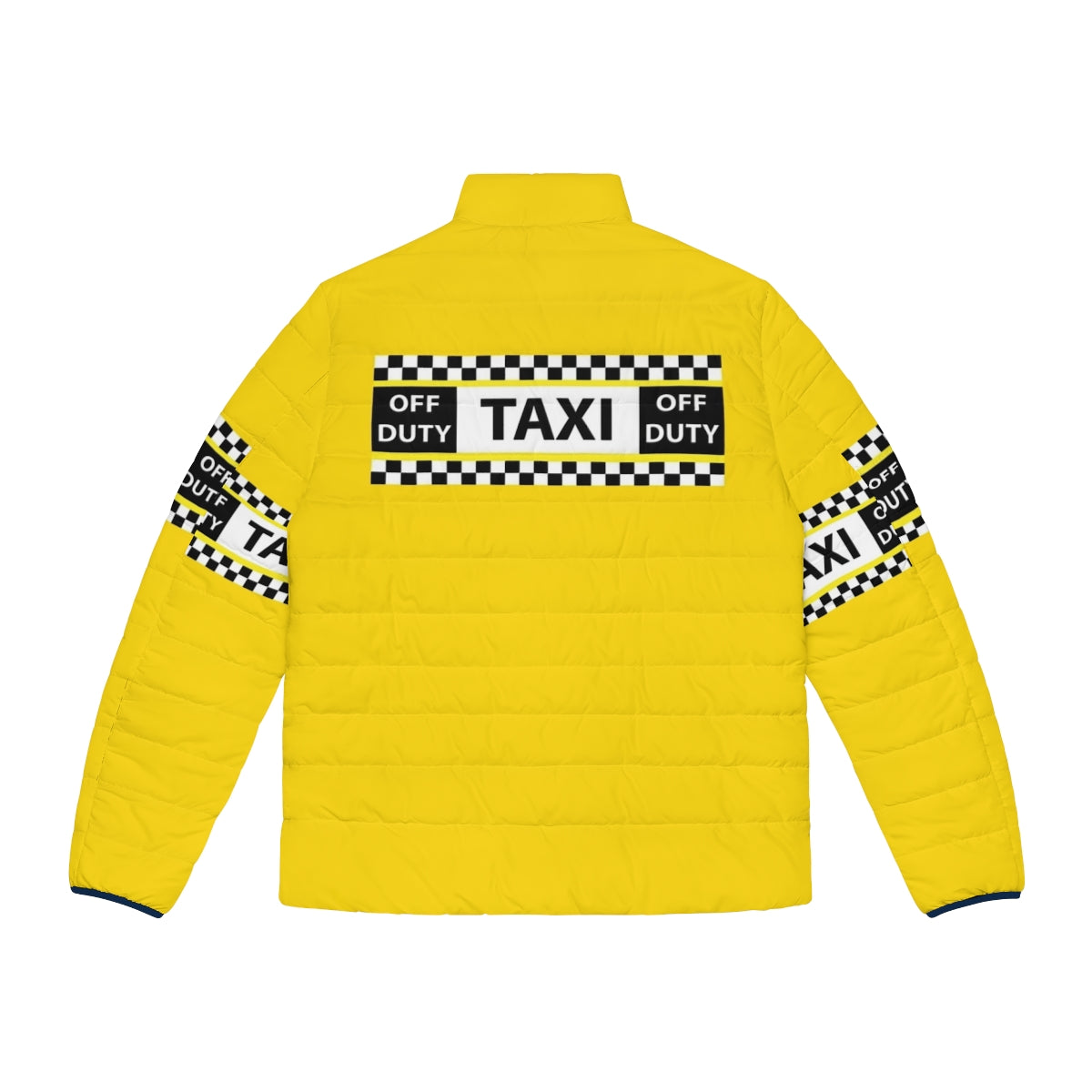 New York yellow taxi cab puffer jacket with checkered pattern - Back