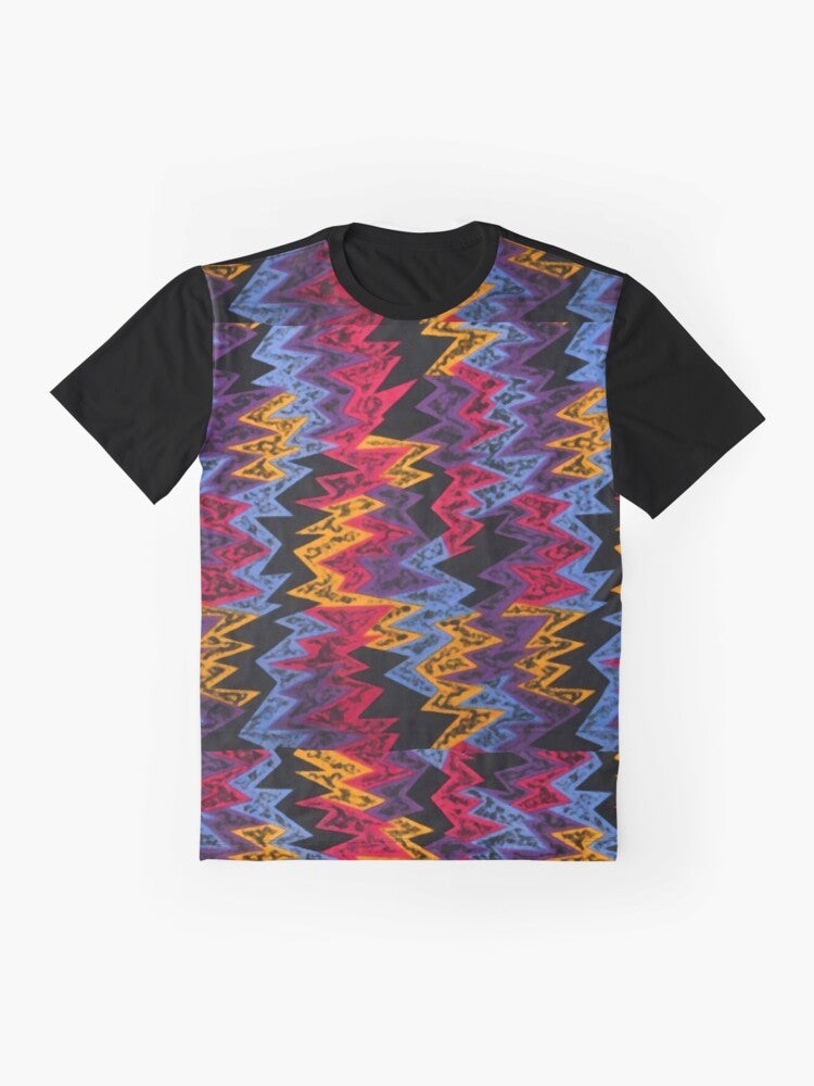 Retro Jordan Basketball Inspired Graphic T-Shirt with Zig Zag Pattern - Flat lay