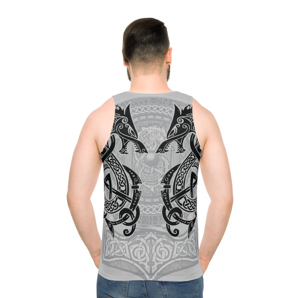 Fighting Fenrir Unisex Black Tank Top - men back