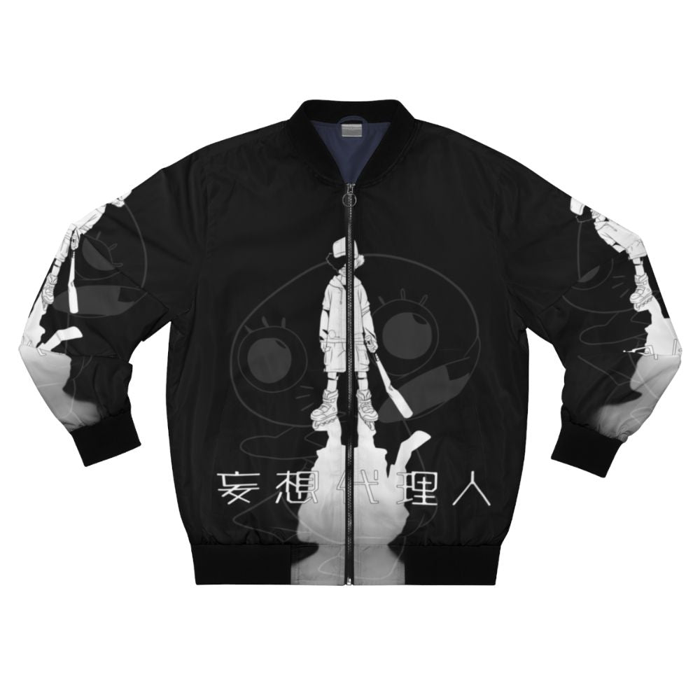 Paranoia Agent anime-inspired bomber jacket featuring Maromi and Tsukiko Sagi designs