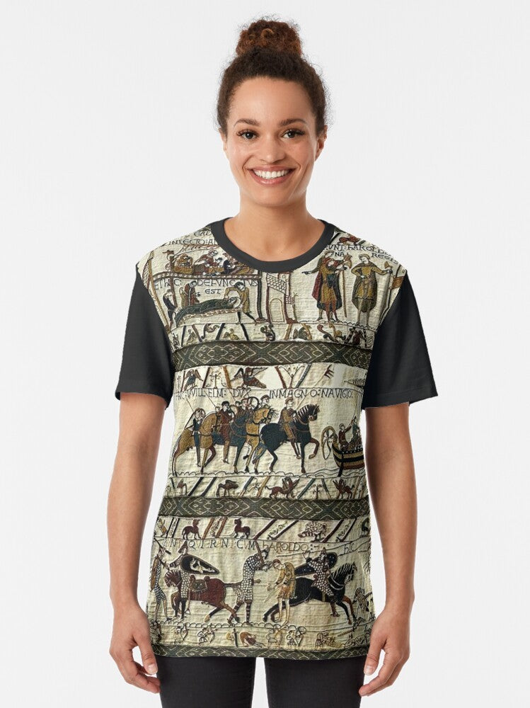 Bayeux tapestry medieval viking battle scene graphic t-shirt - Women