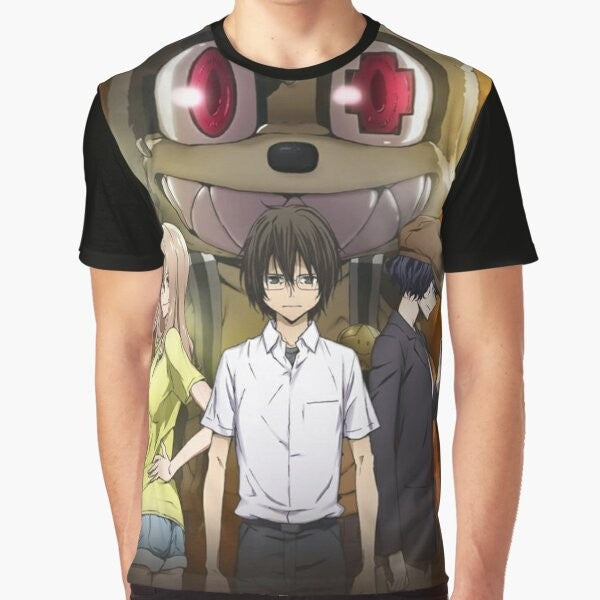 Gleipnir anime graphic t-shirt featuring the coin gatherer character from the popular manga and anime series.