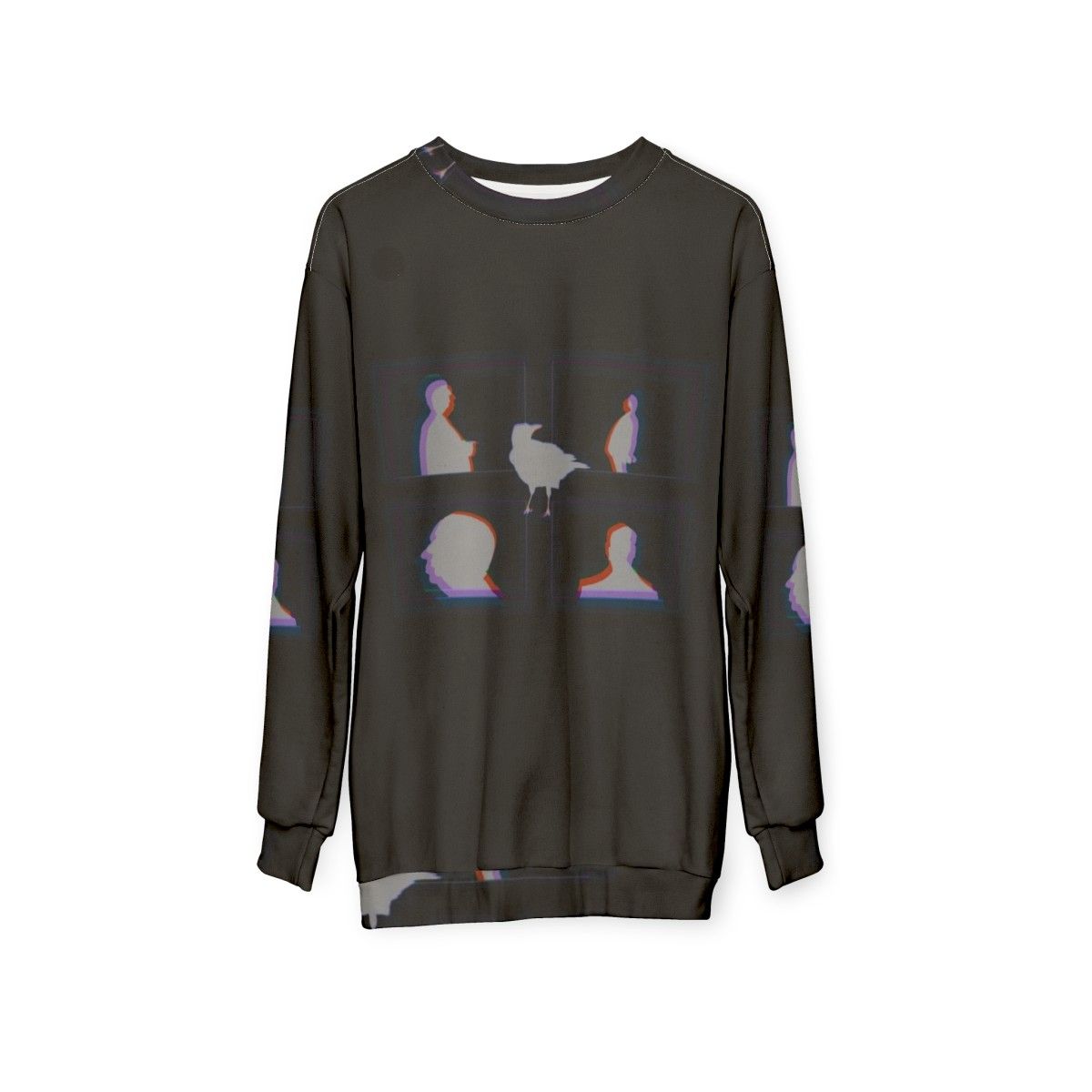 Alfred Hitchcock and Crow Graphic Sweatshirt - hanging