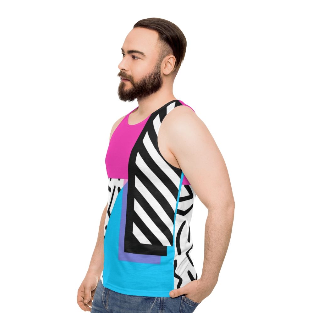 Retro Memphis abstract geometric unisex tank top - men side