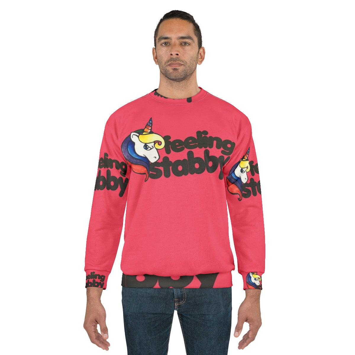 Feeling Stabby Retro Rainbow Unicorn Sweatshirt - men