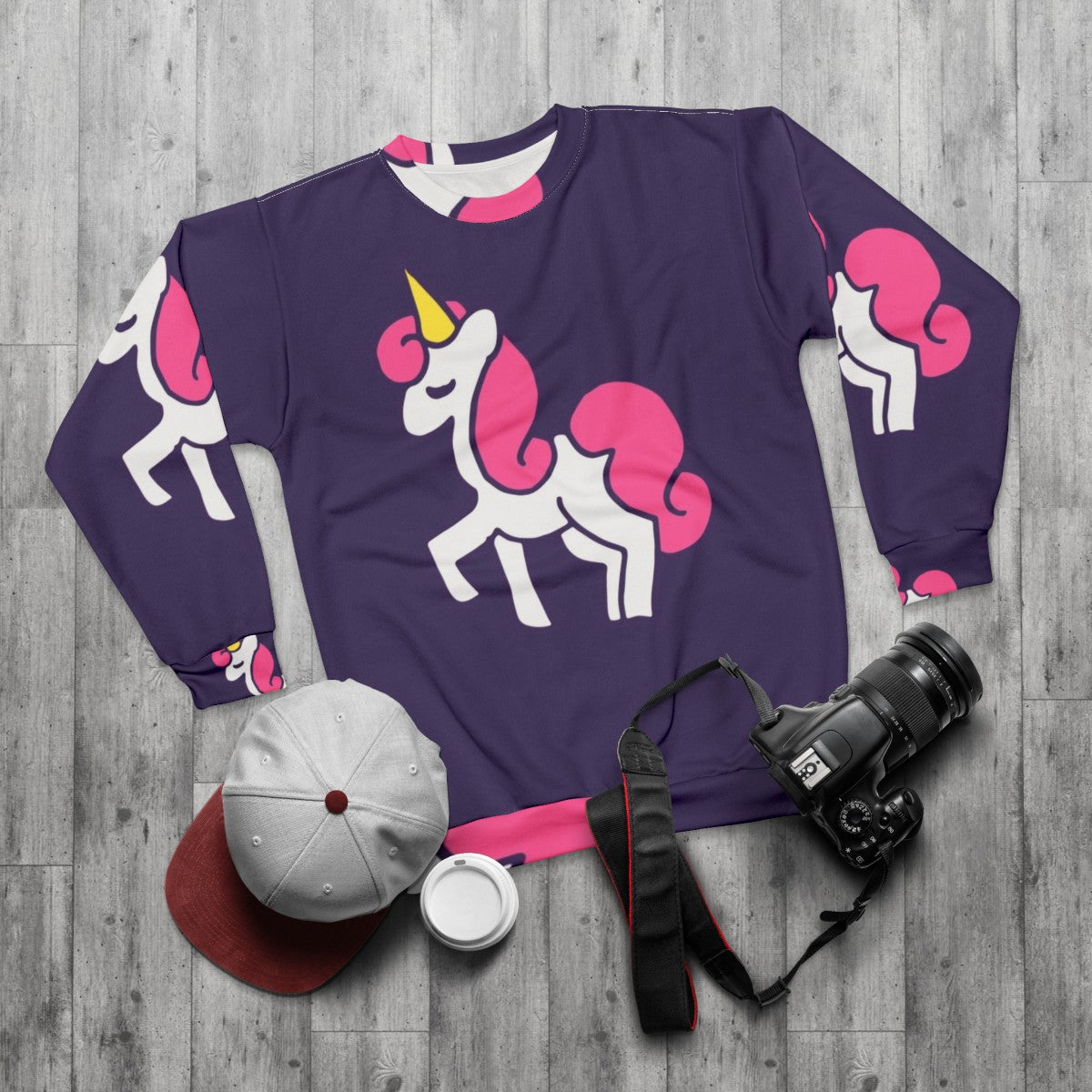 Unicorn Princess Sweatshirt with Cute and Legendary Animal Design - flat lay