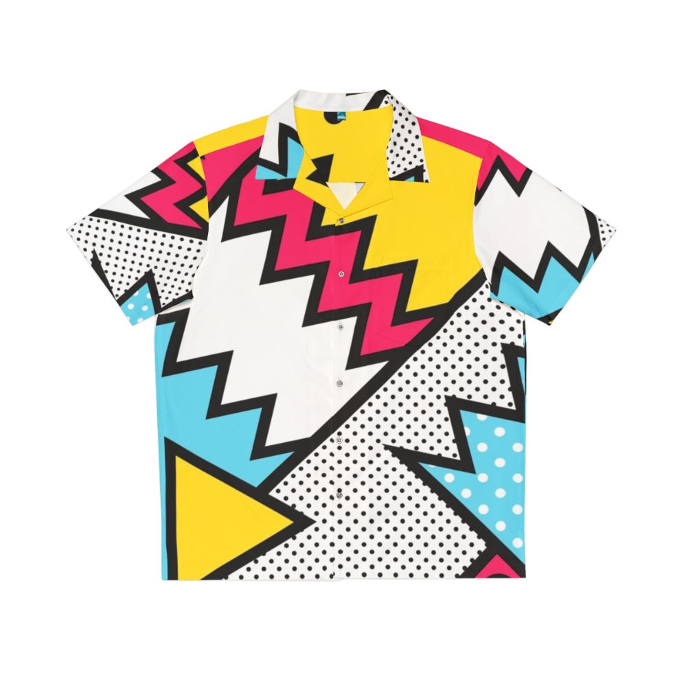 Colorful 80s-inspired zigzag pattern Hawaiian shirt