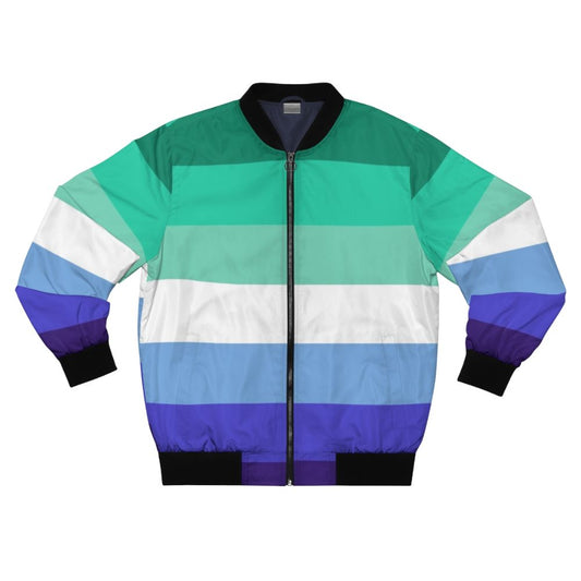 MLM Gay Pride Bomber Jacket featuring the Pride flag design