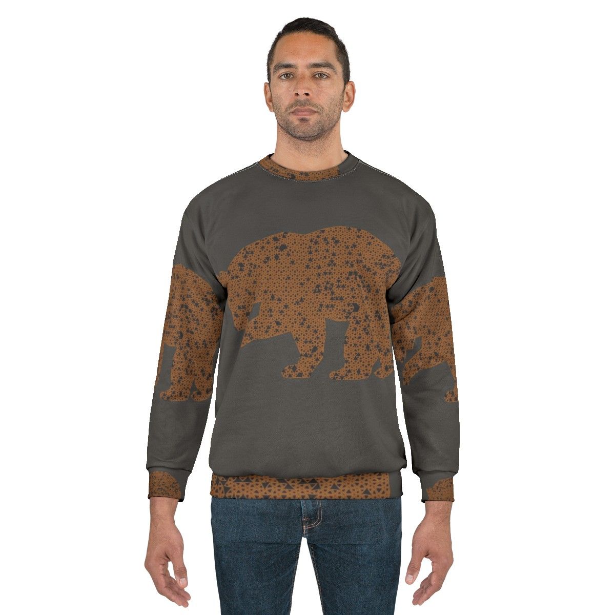 Legendary bear abstract sweatshirt with colorful nature and spirit animal design - men