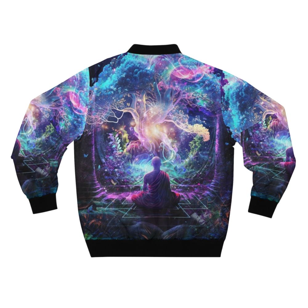 Midnight Garden Bomber Jacket featuring visionary, cosmic, and spiritual artwork - Back