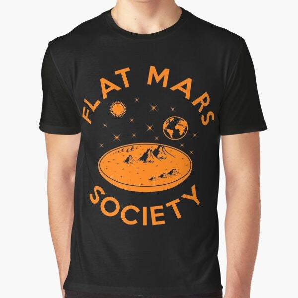 Flat Mars Society Graphic T-Shirt featuring science fiction and astronomy design elements