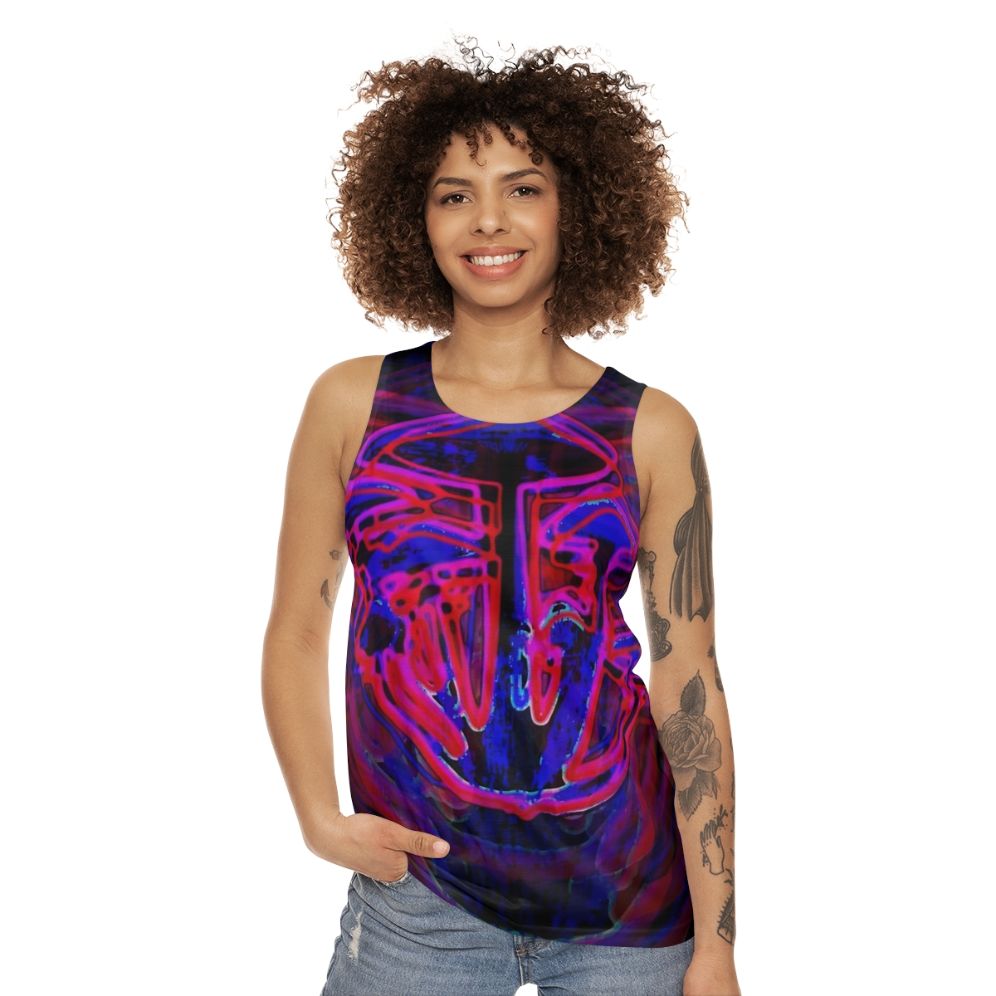 Neon shrooms glow-in-the-dark unisex tank top - women