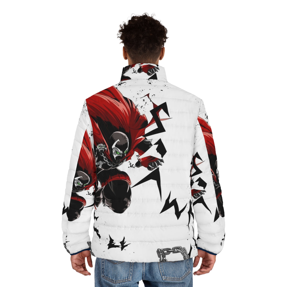 Spawn Sublime White Puffer Jacket - Featuring Iconic Comic Book Character - men back