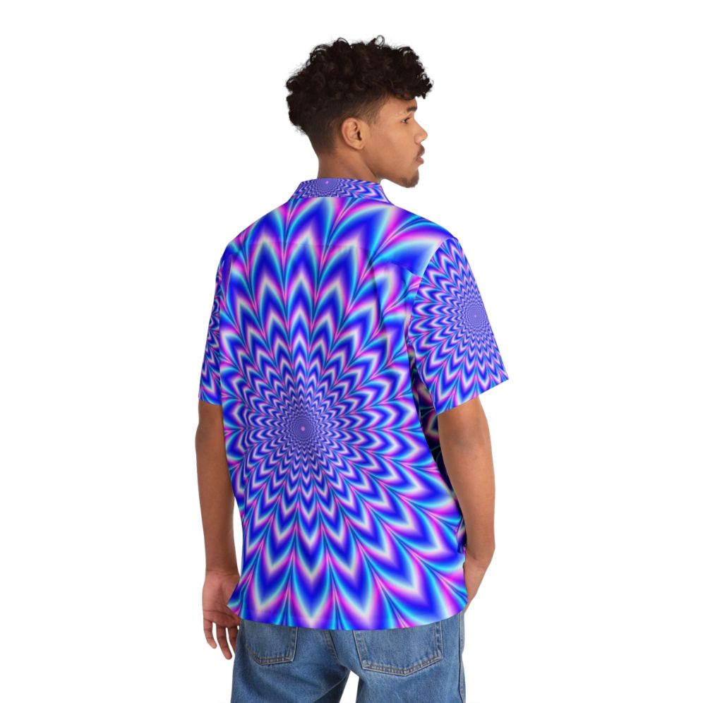 Psychedelic Hawaiian Shirt with Optical Illusion Design - People Back