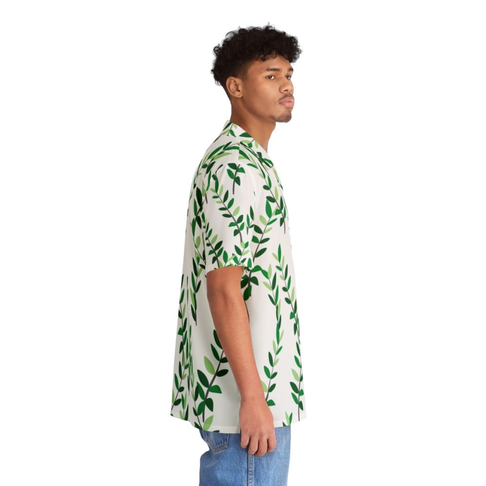 Zz plant leaves foliage pattern on a Hawaiian shirt - People Pight