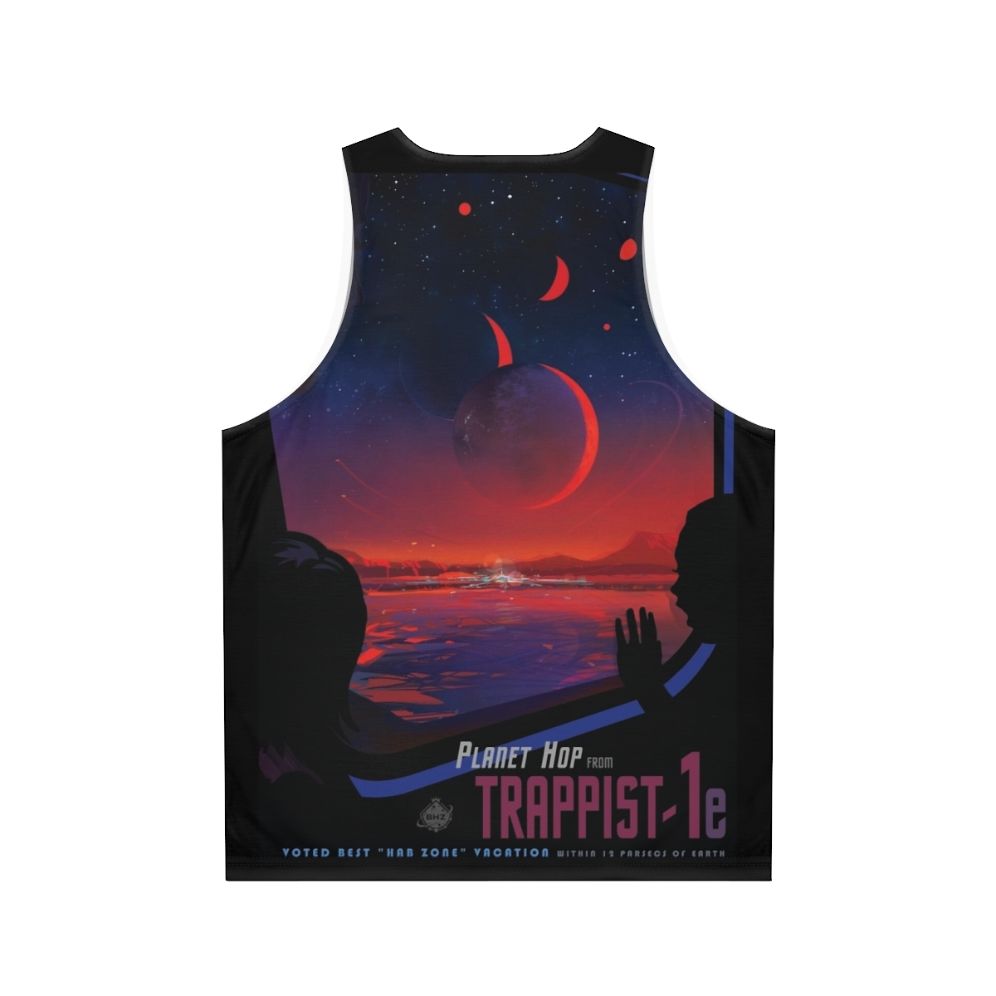 Trappist 1 space travel unisex tank top with vintage NASA and planet design - Back