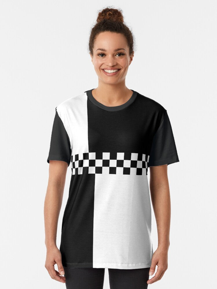 Mod ska inspired black and white graphic t-shirt - Women